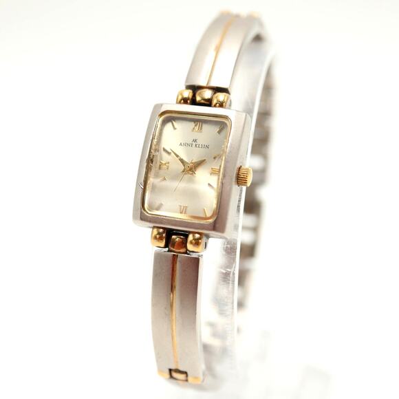 Anne Klein Womens Two Tone Watch 16mm Rectangle Metal Bracelet with New Battery - Picture 1 of 16